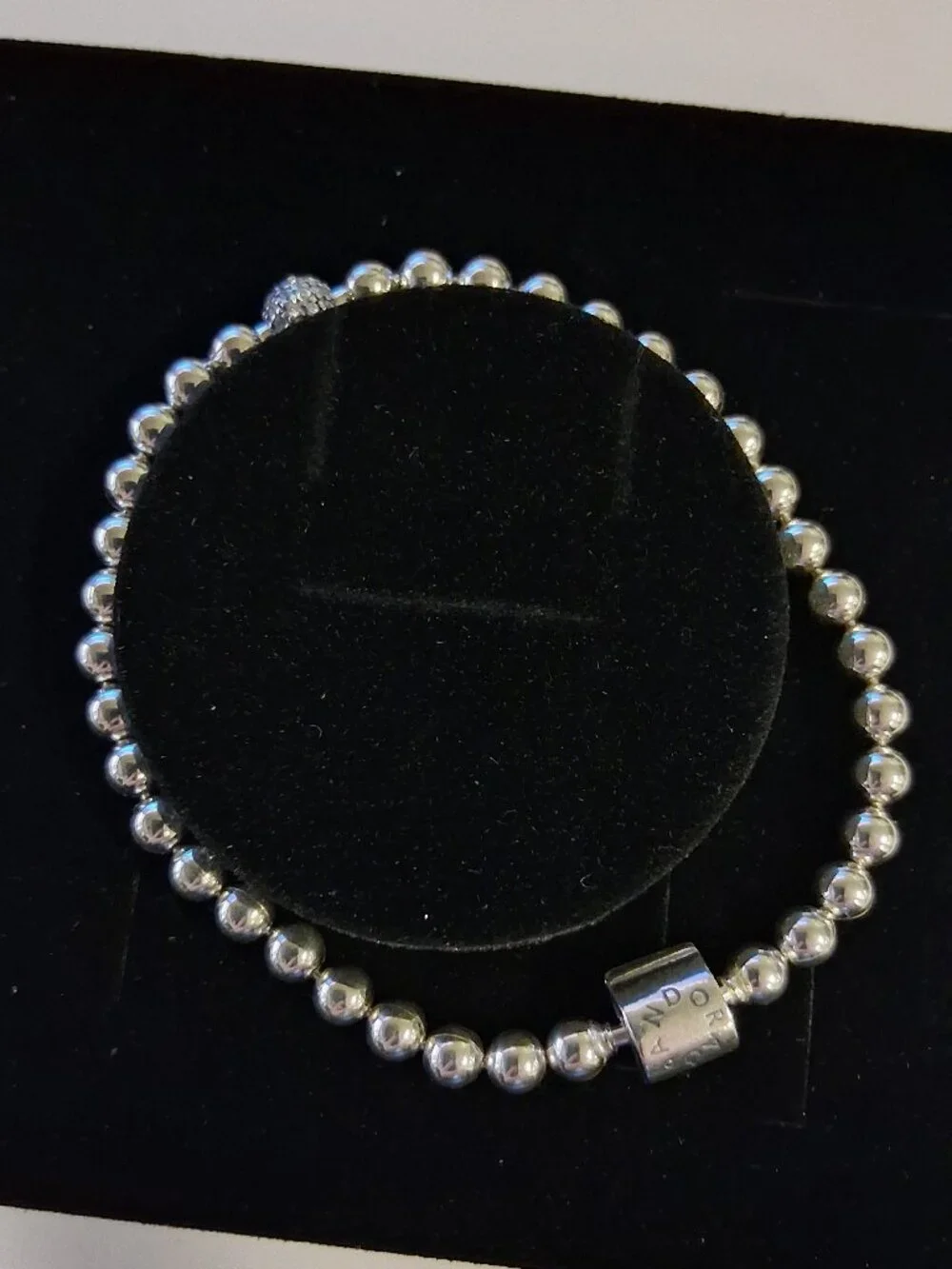 Pandora Beaded Sterling Silver Bracelet with Clear Cubic Zirconia - Picture 3 of 6